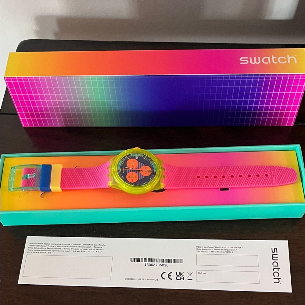 Swatch Neon Pink and Yellow Chronograph